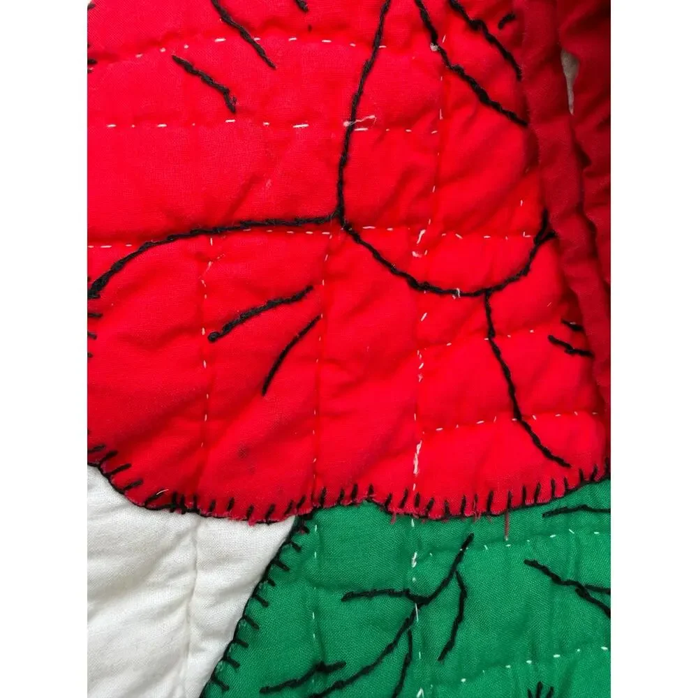Vintage Handmade Rose Applique Quilt Hand Quilted 70x78 Floral Cottage